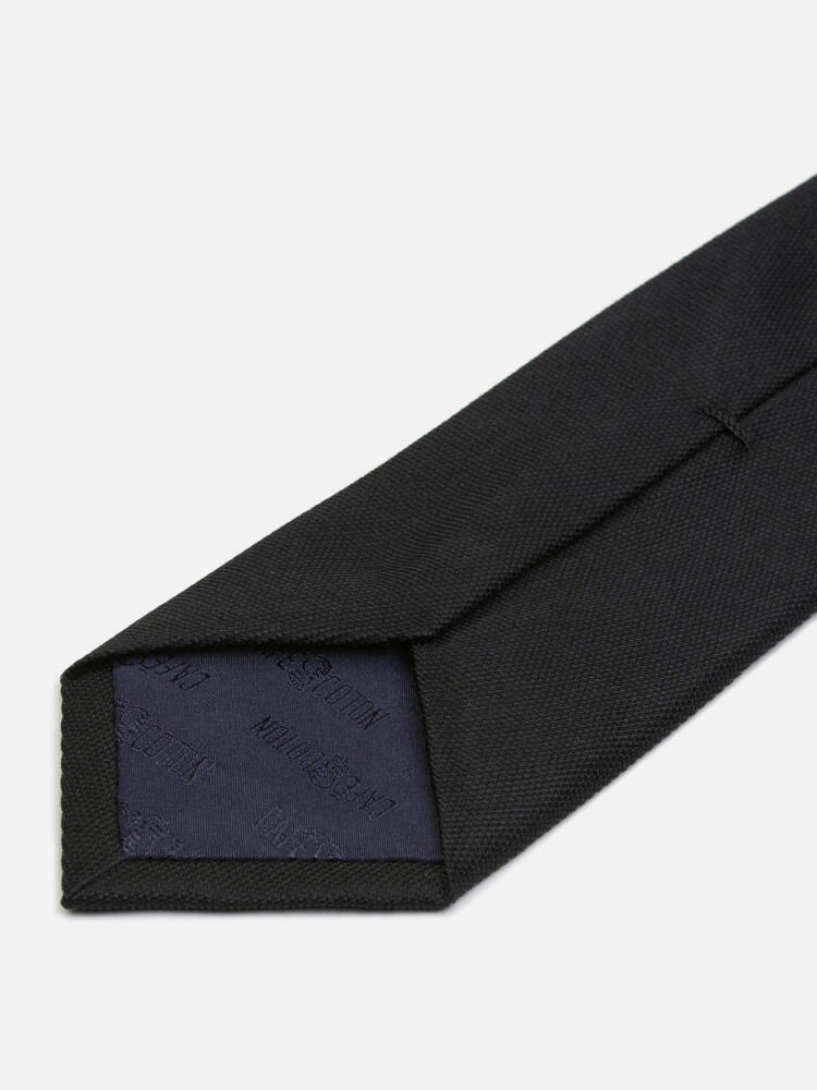 Cravate slim Marilis en oxford de soie noir