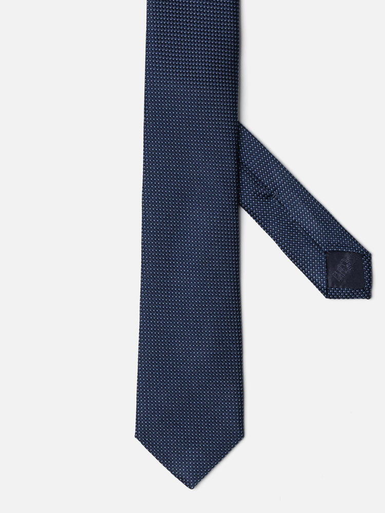 Slim silk tie with sky-pea pattern