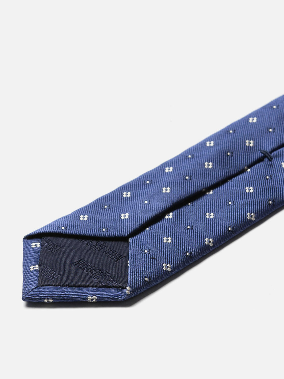 Blue silk Rick slim tie in patterned