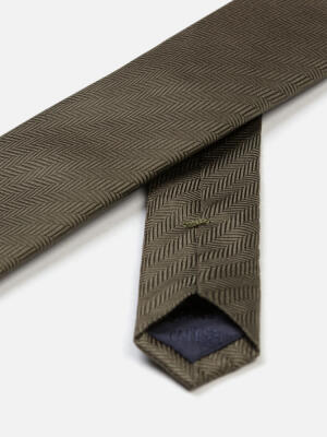 Corbata de seda slim Silvio en caqui