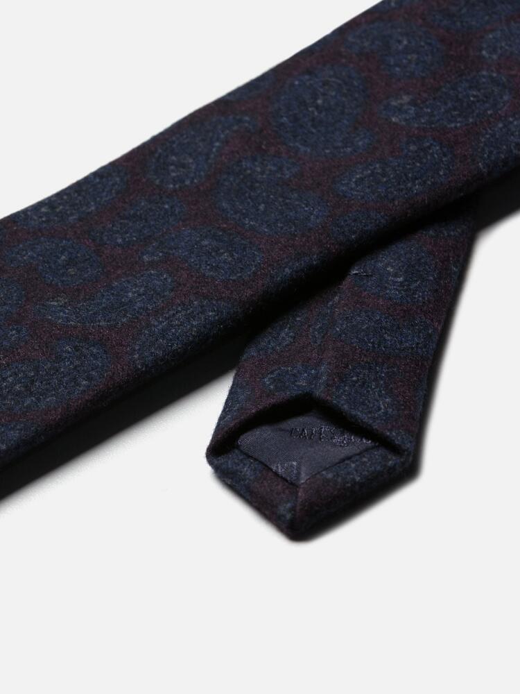 Purple Paisley print silk and wool tie