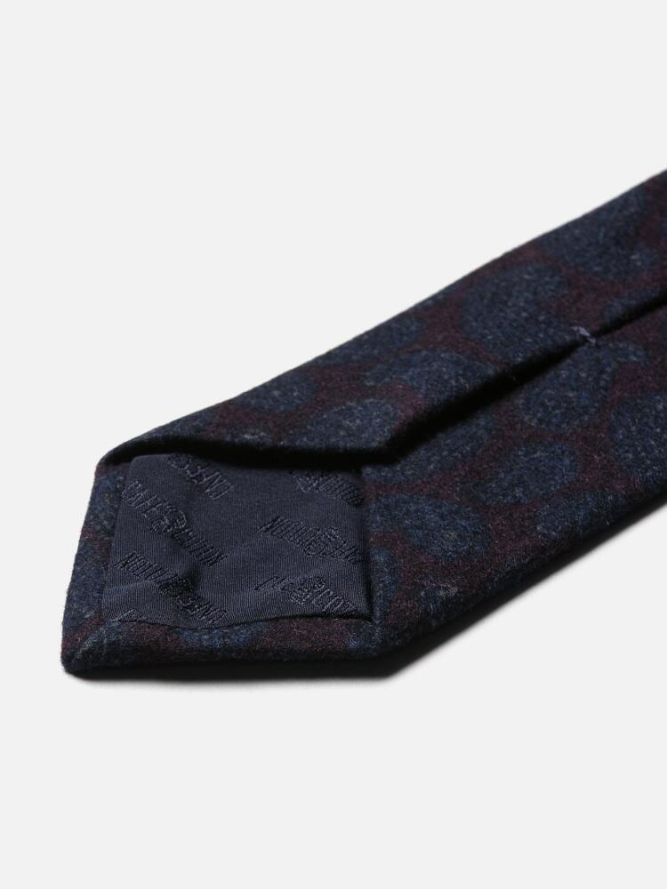 Purple Paisley print silk and wool tie