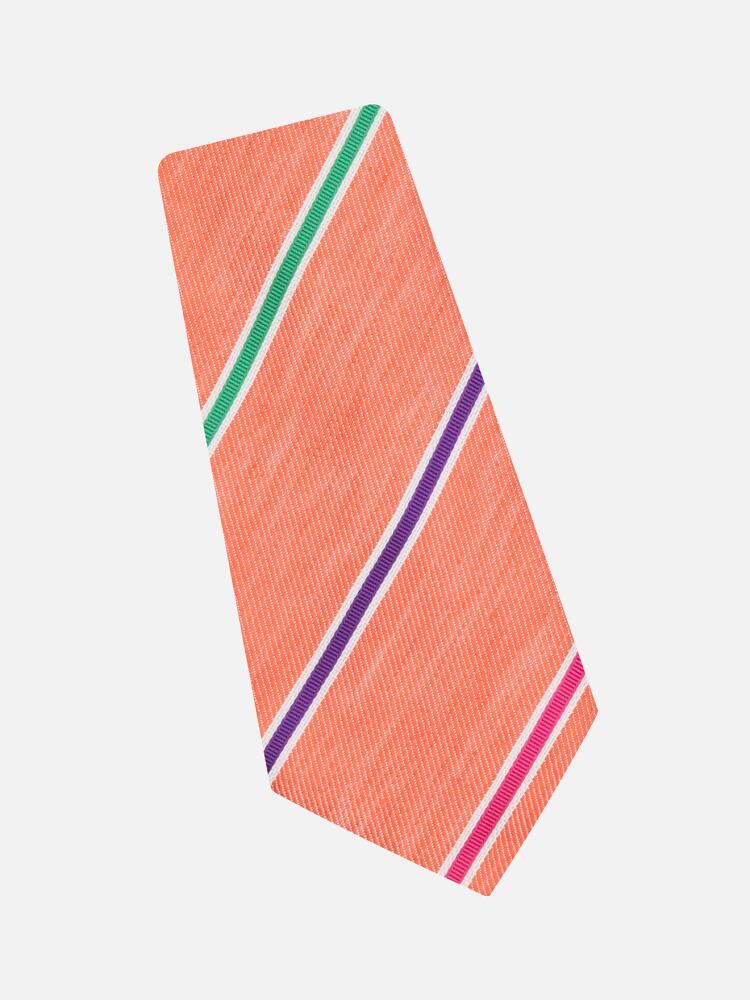 Silk tie and orange linen with multicolored stripes