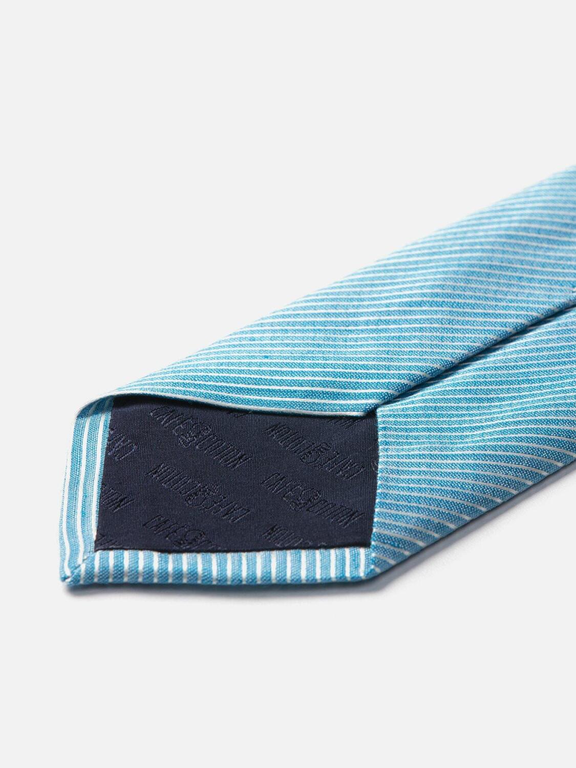 Linen tie and scratch sky silk