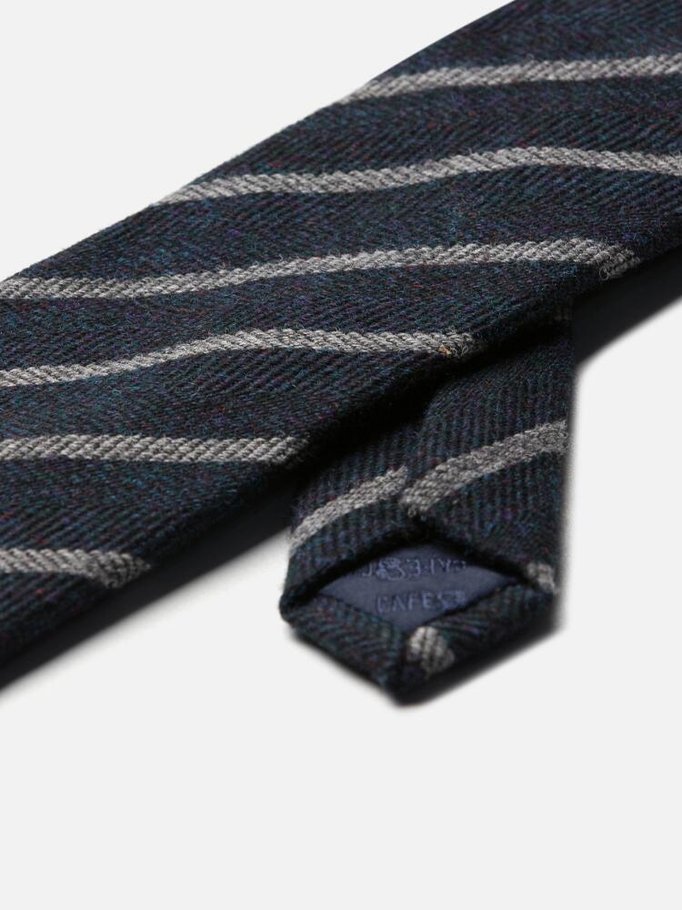 Grey striped wool tie