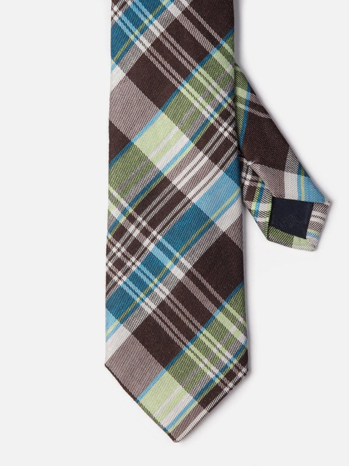 Cravate à motif tartan chocolat