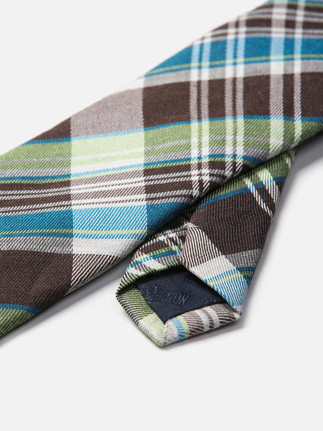 Cravate à motif tartan chocolat