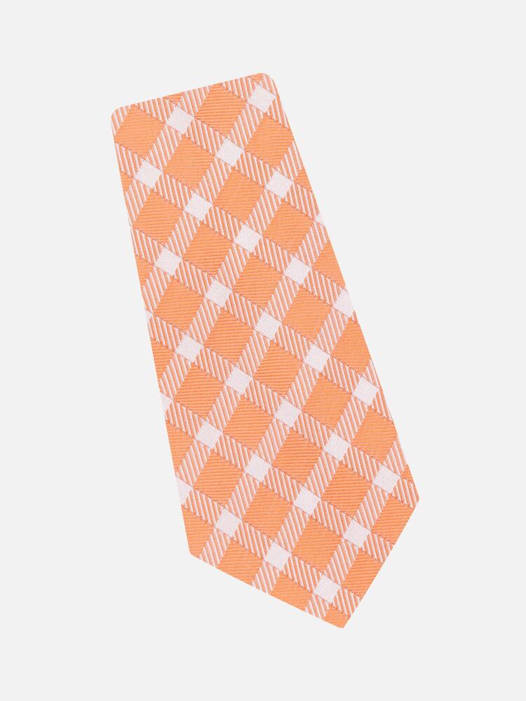 Check orange silk tie