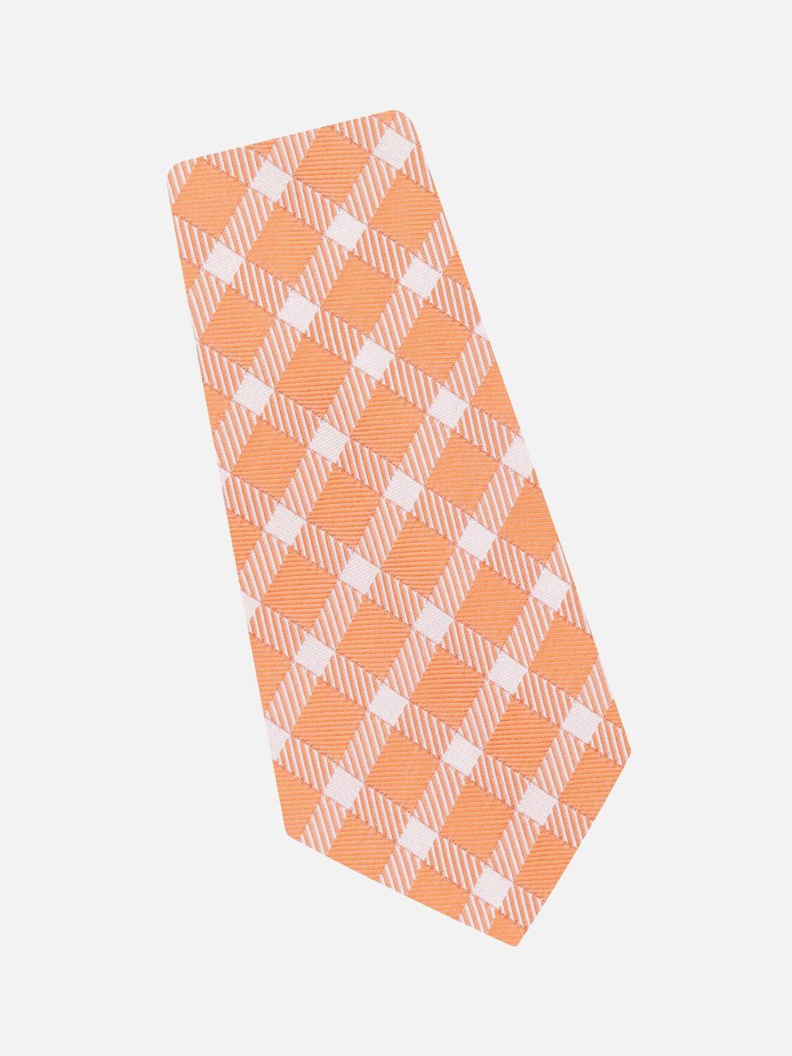 Check orange silk tie