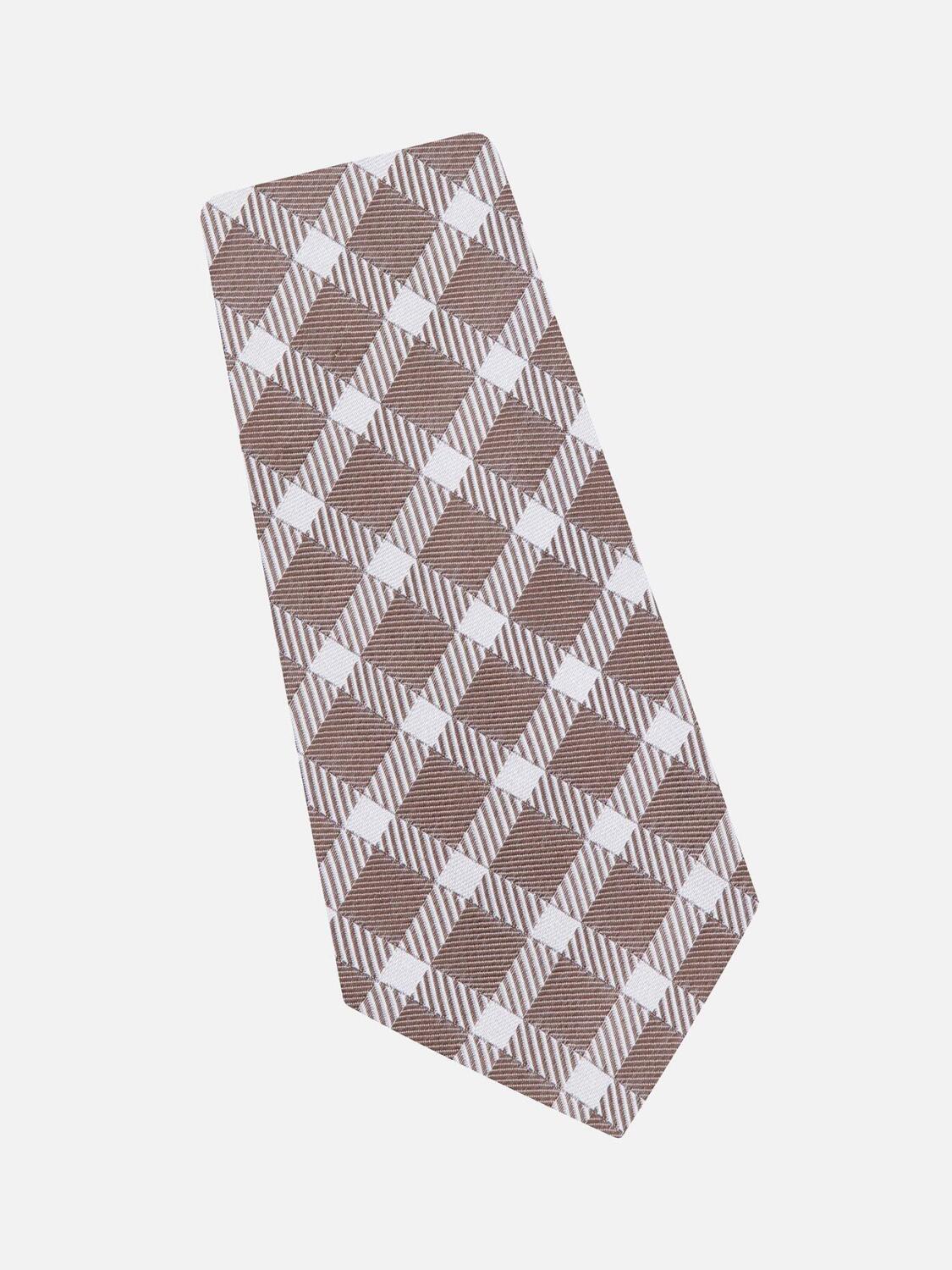 Brown checkered silk tie