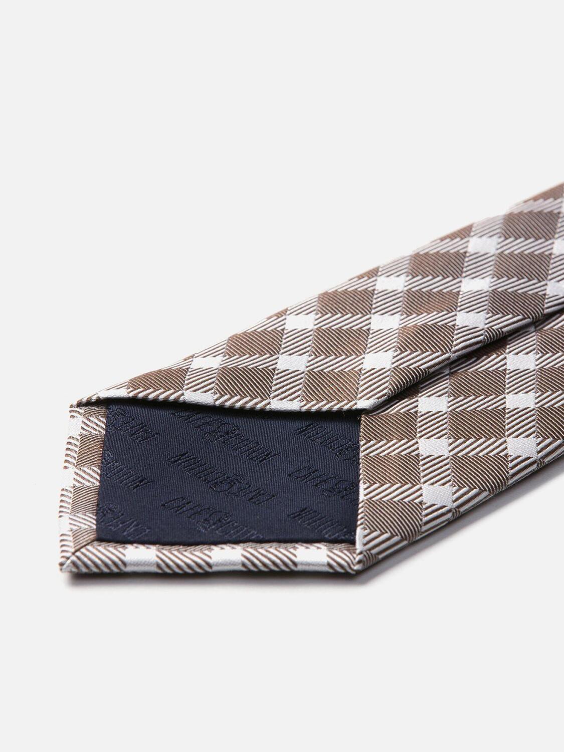 Brown checkered silk tie