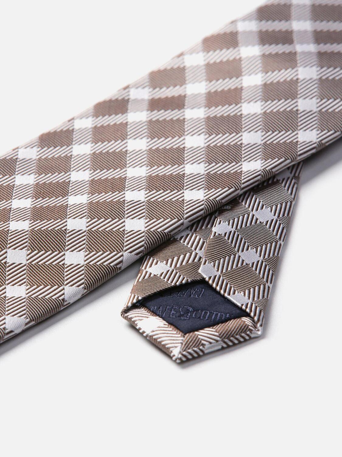 Brown checkered silk tie