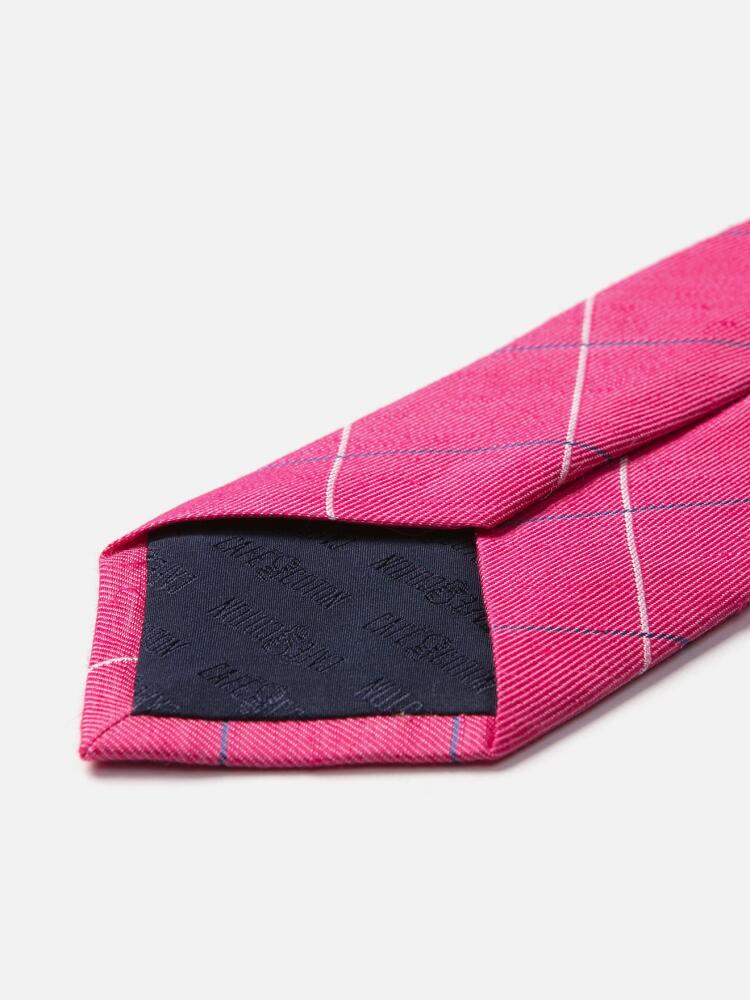 Linen tie and tile fuchsia silk