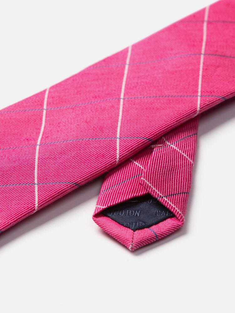 Linen tie and tile fuchsia silk