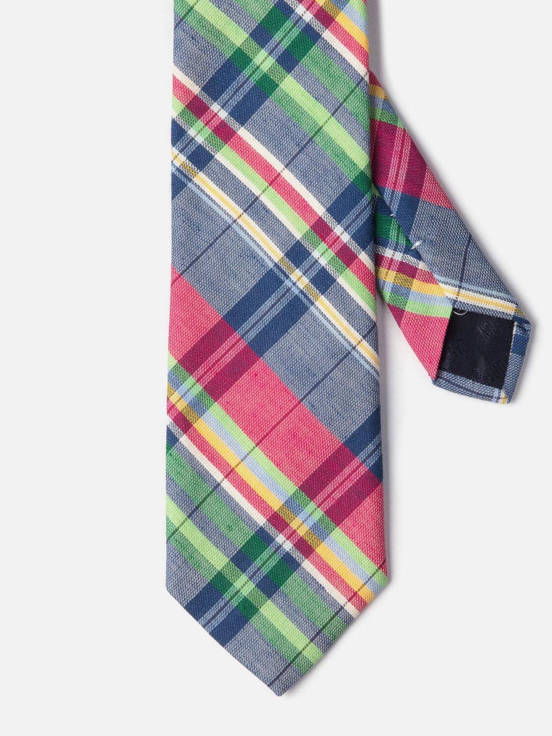 Cravate à motif tartan bleu