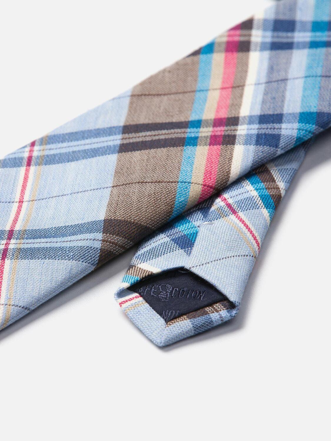 Cravate à motif tartan ciel