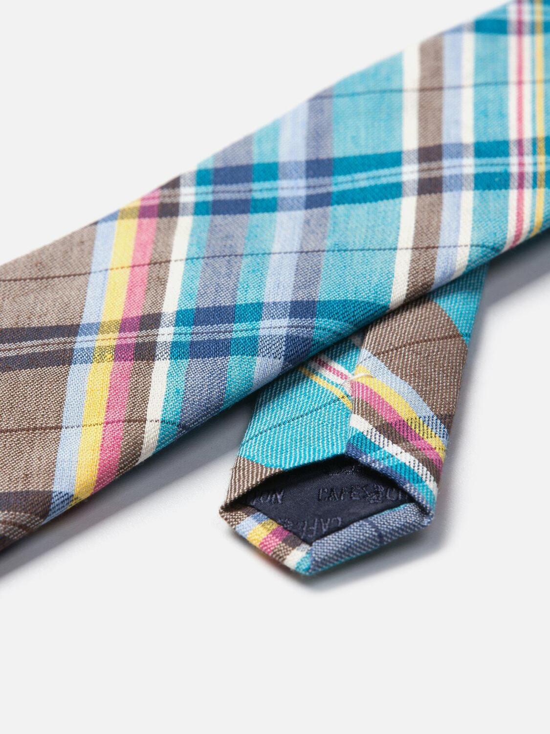 Cravate à motif tartan turquoise