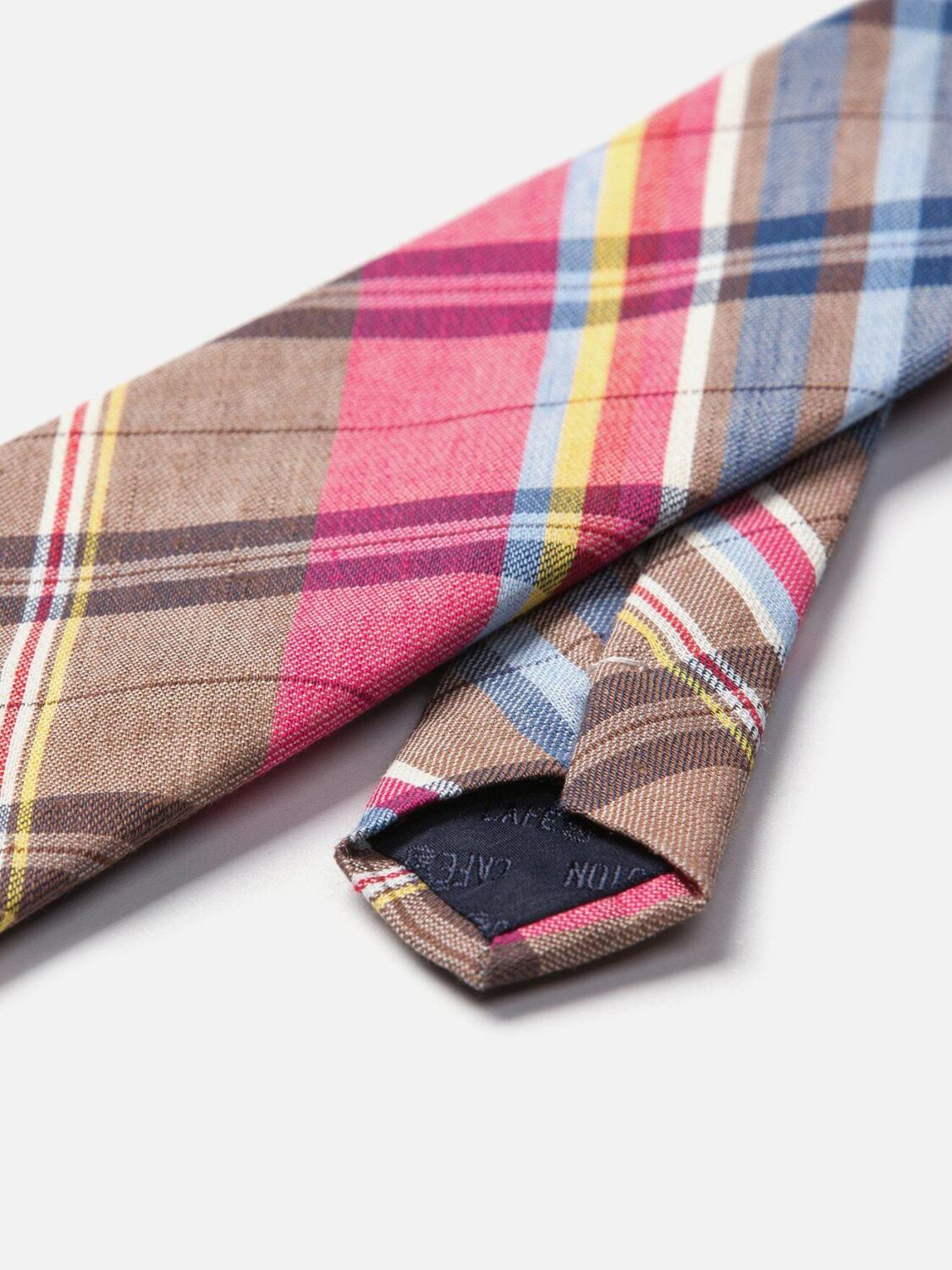 Cravate à motif tartan naturel