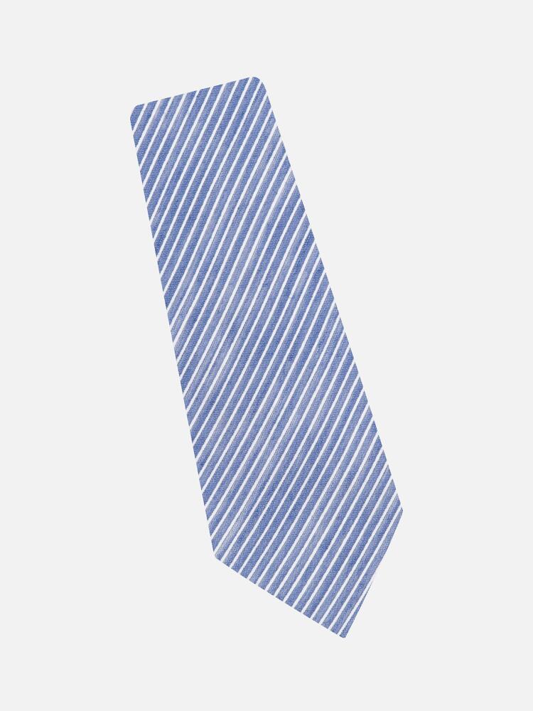 SLIM tie in linen and blue silk with micro scratches