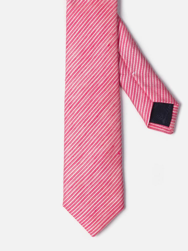 SLIM tie in linen and fuchsia silk with micro scratches