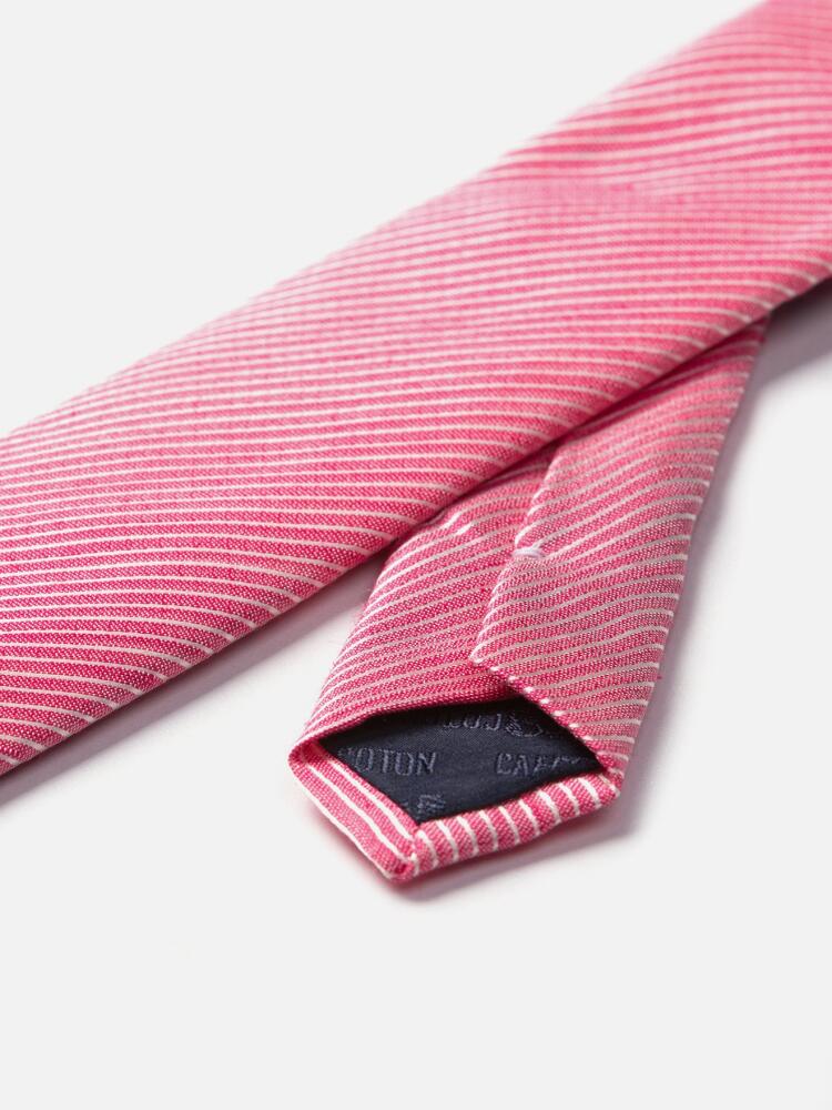 SLIM tie in linen and fuchsia silk with micro scratches