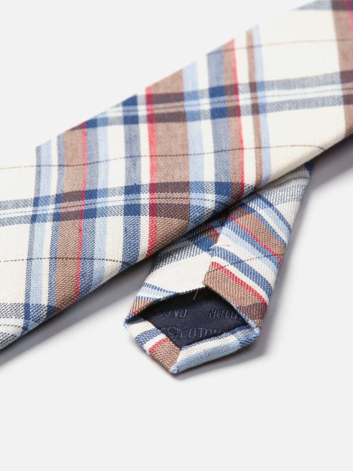 Cravate &agrave; motif tartan offwhite