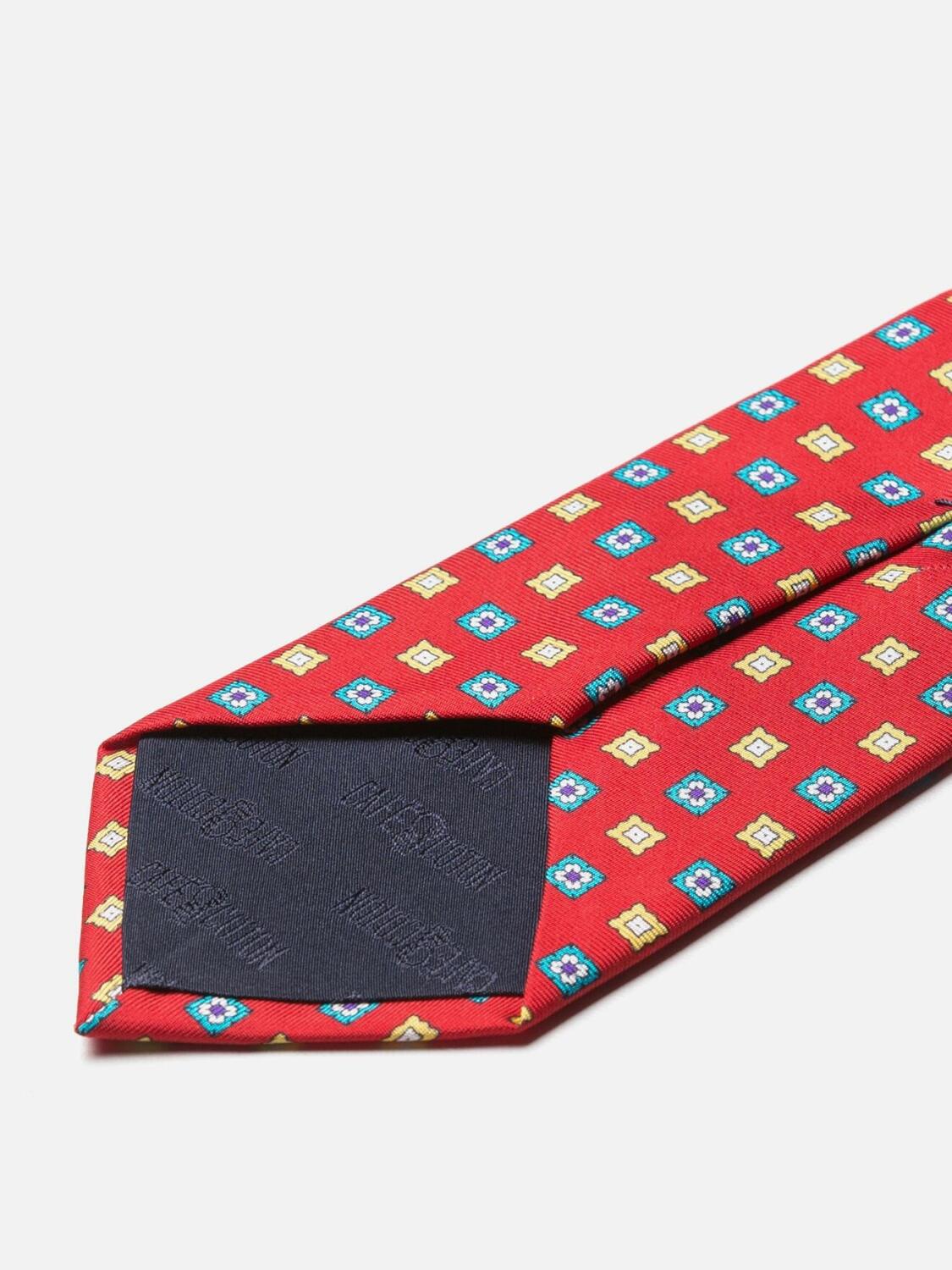 Orange silk tie with floral pattern