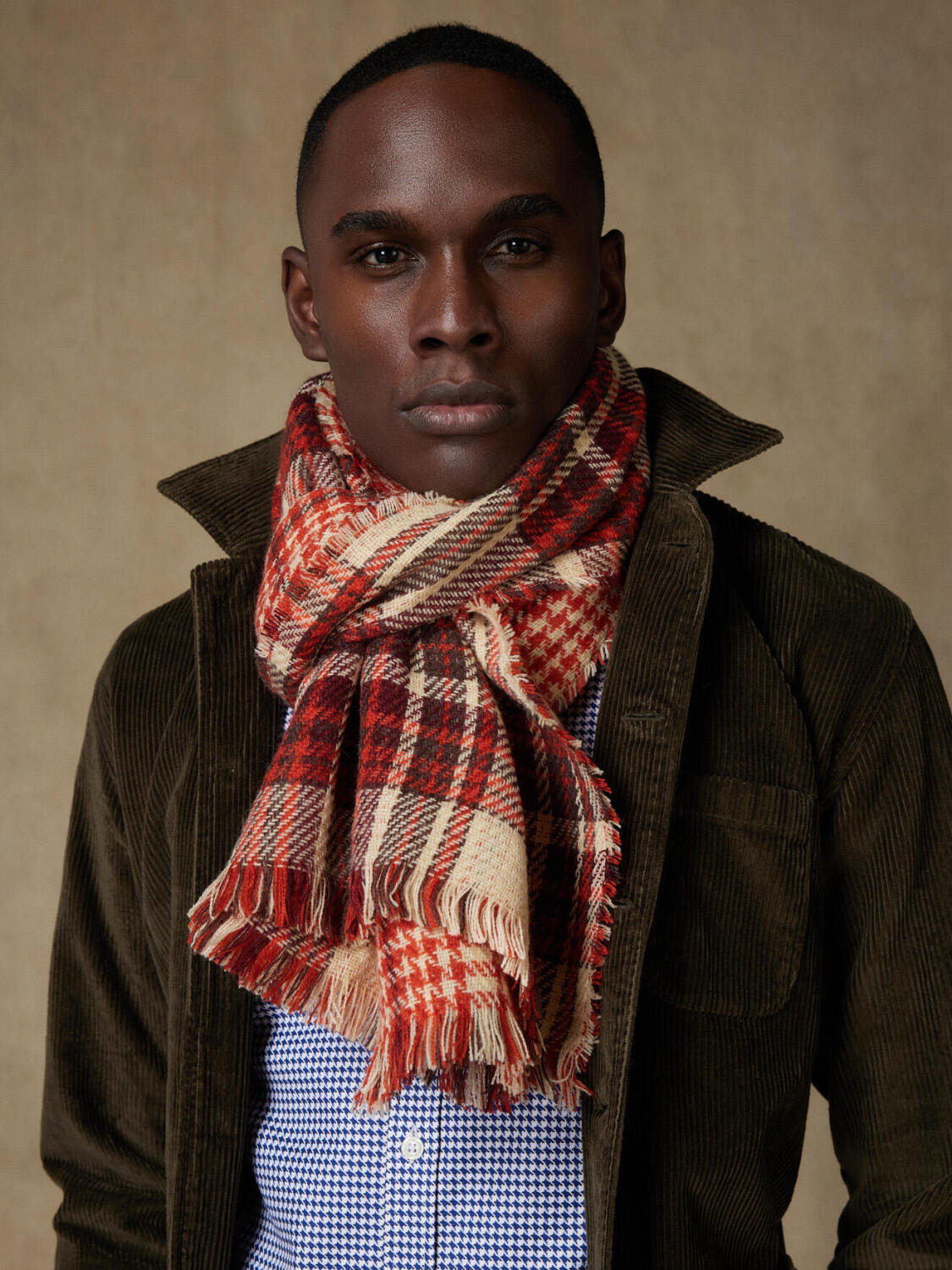 Sciarpa double face Alaska con tartan carminio