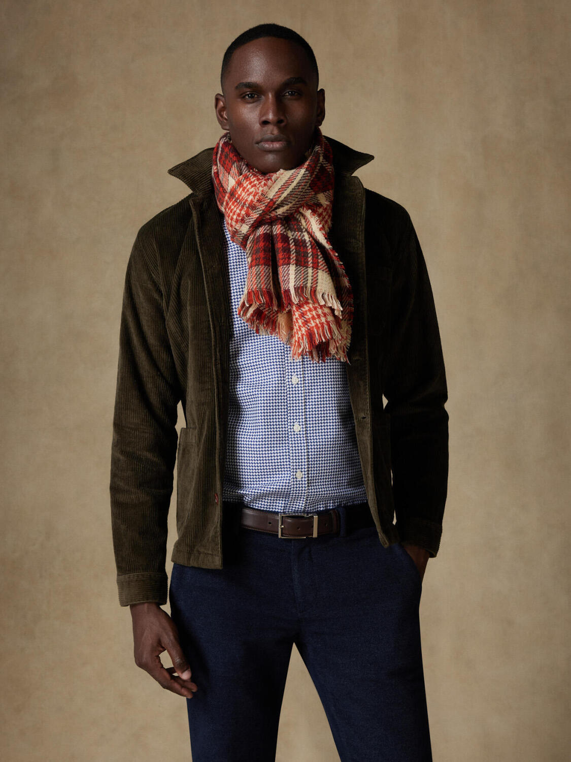 Sciarpa double face Alaska con tartan carminio