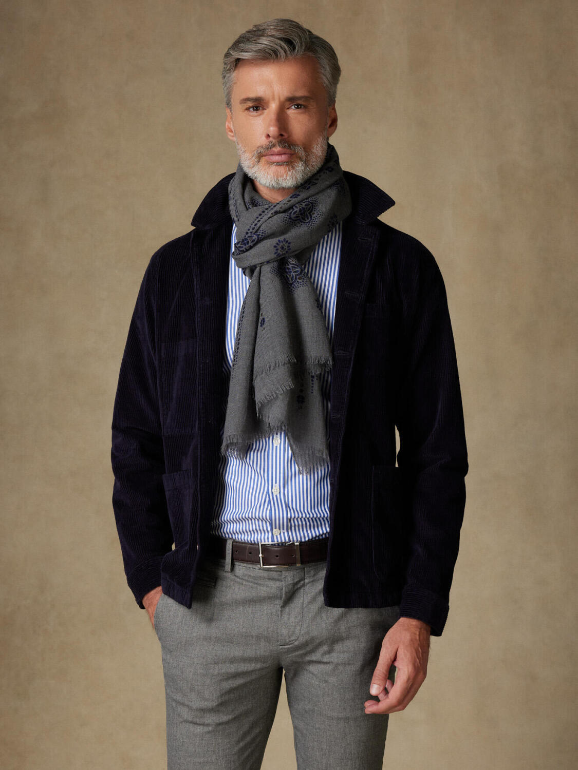 Écharpe Baden gris chiné à motifs