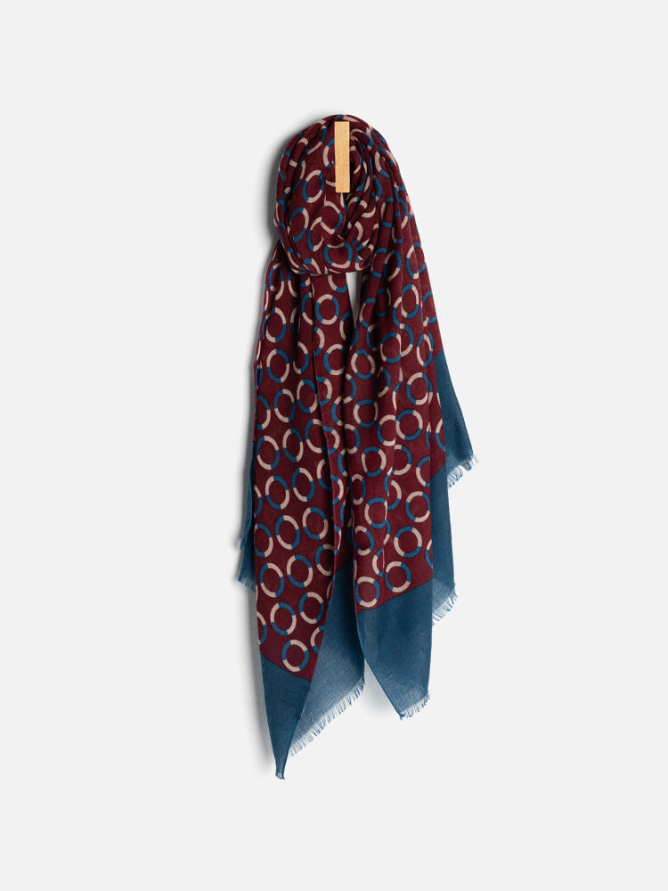 Burgundy wool Castille patterned scarf