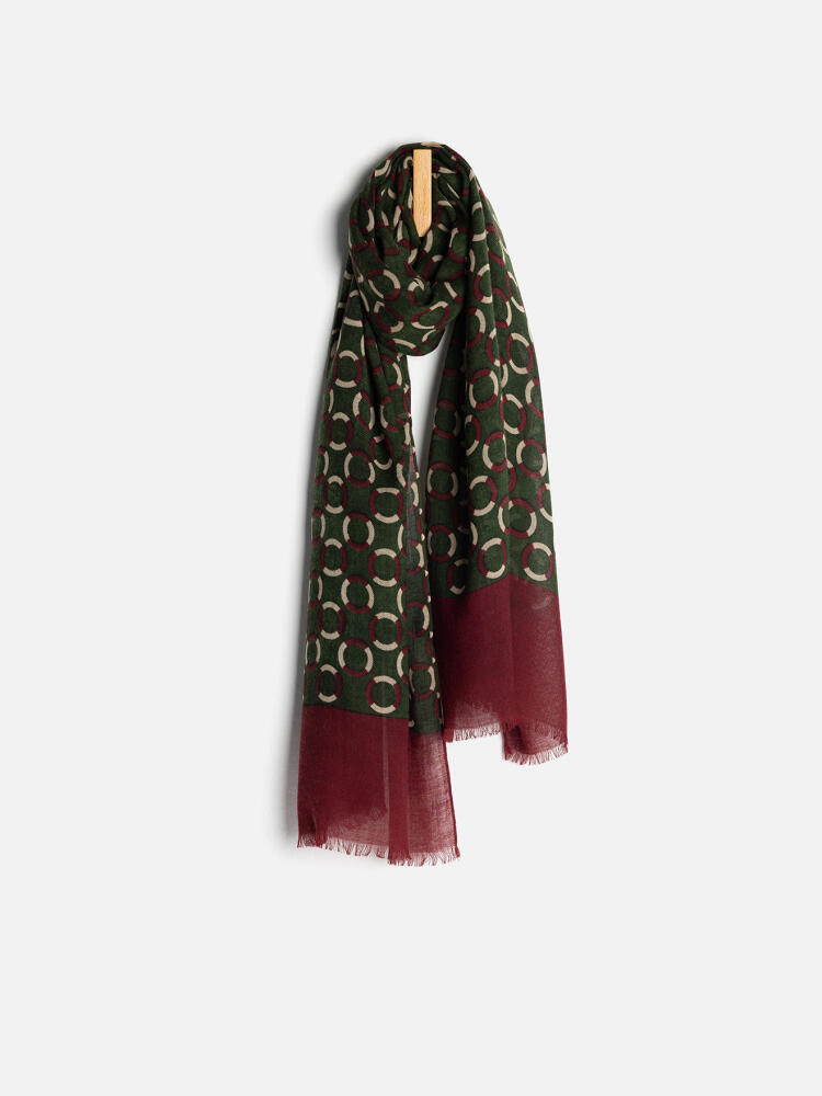 Green wool Castille patterned scarf