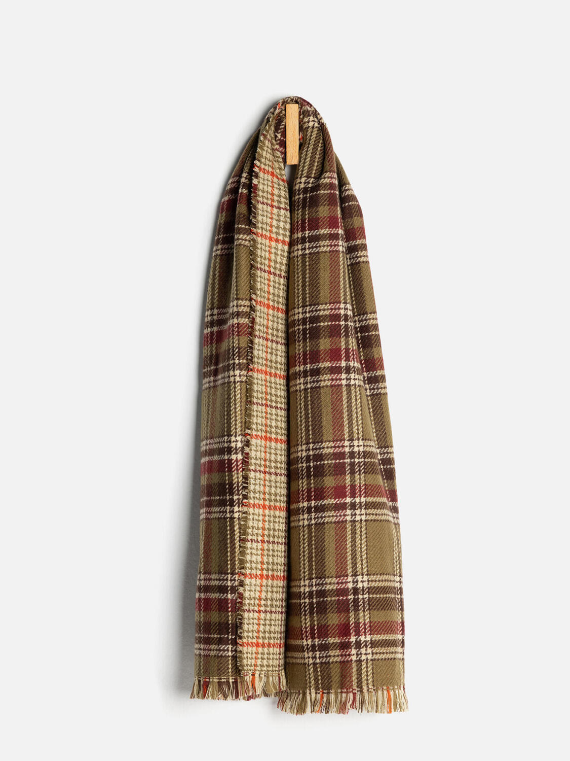 Jacht kaki ruit sjaal met dubbele vlakken