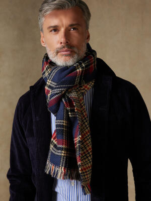 Sciarpa double face Maurice in tartan navy