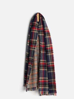 Sciarpa double face Maurice in tartan navy