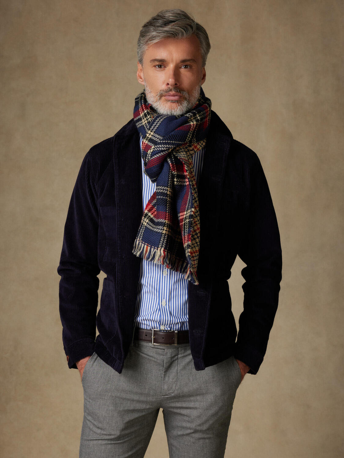 Sciarpa double face Maurice in tartan navy