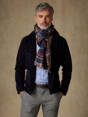 Sciarpa double face Maurice in tartan navy