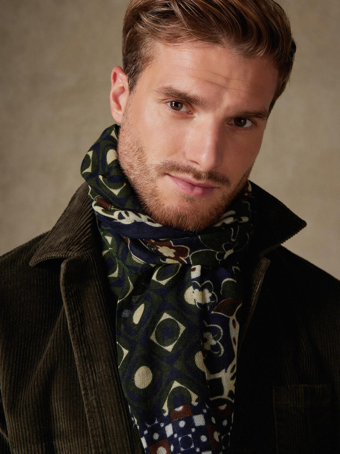 Navy Patterned Oliver Scarf