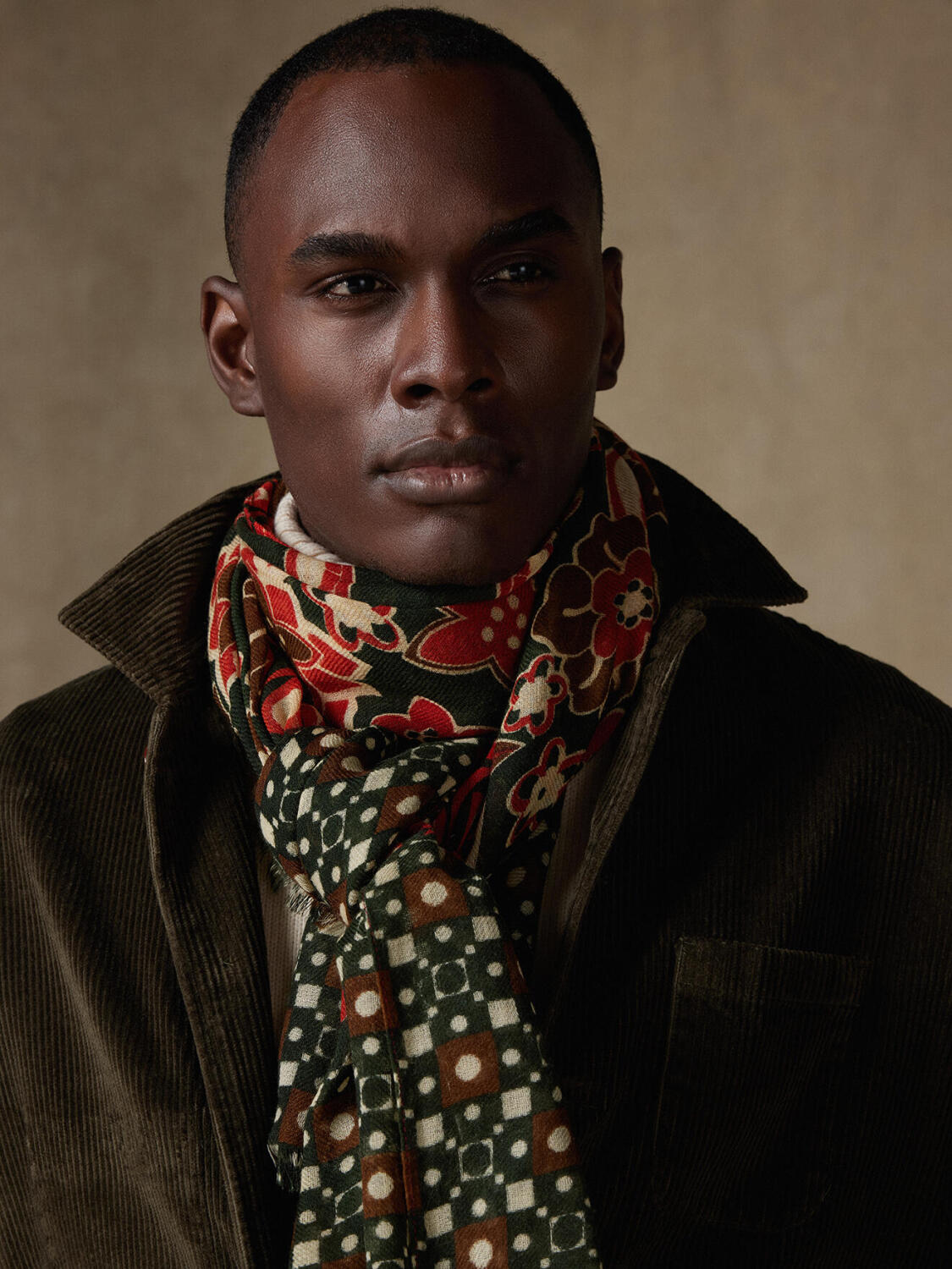 Khaki patterned Oliver Scarf