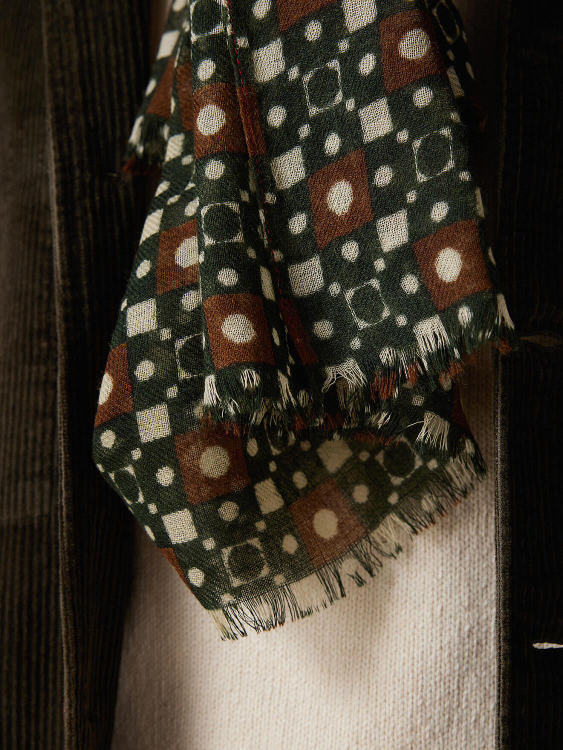 Khaki patterned Oliver Scarf