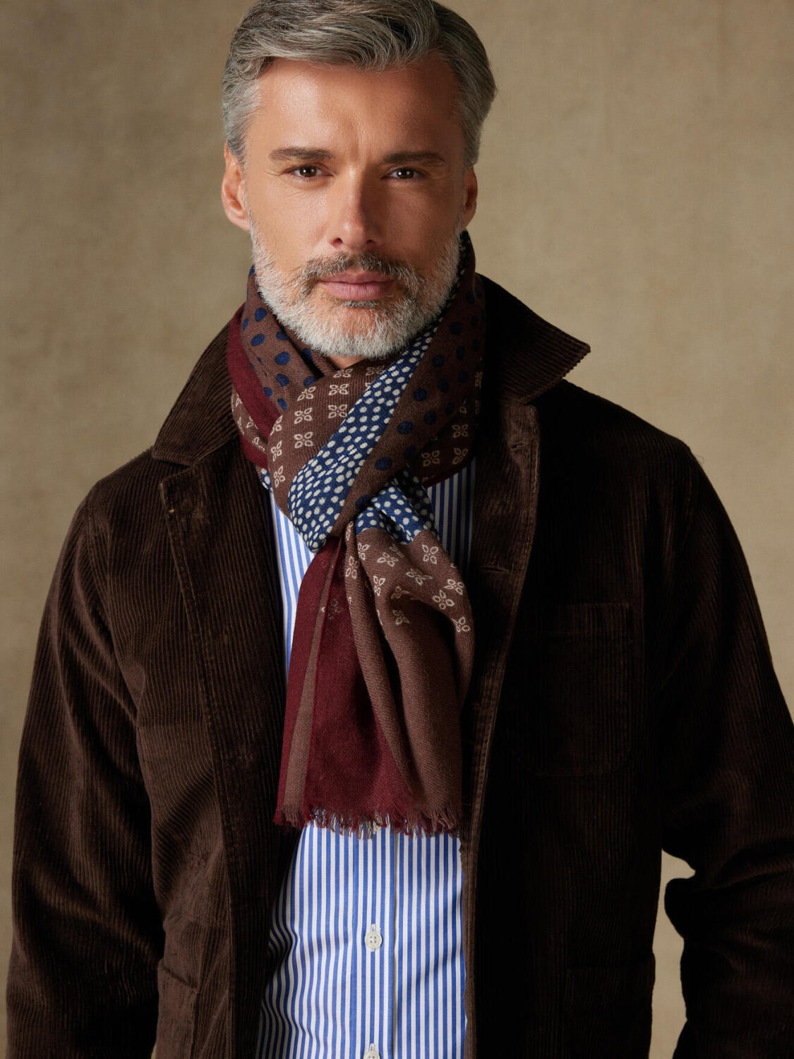 Écharpe Toscane noisette à motifs patchwork