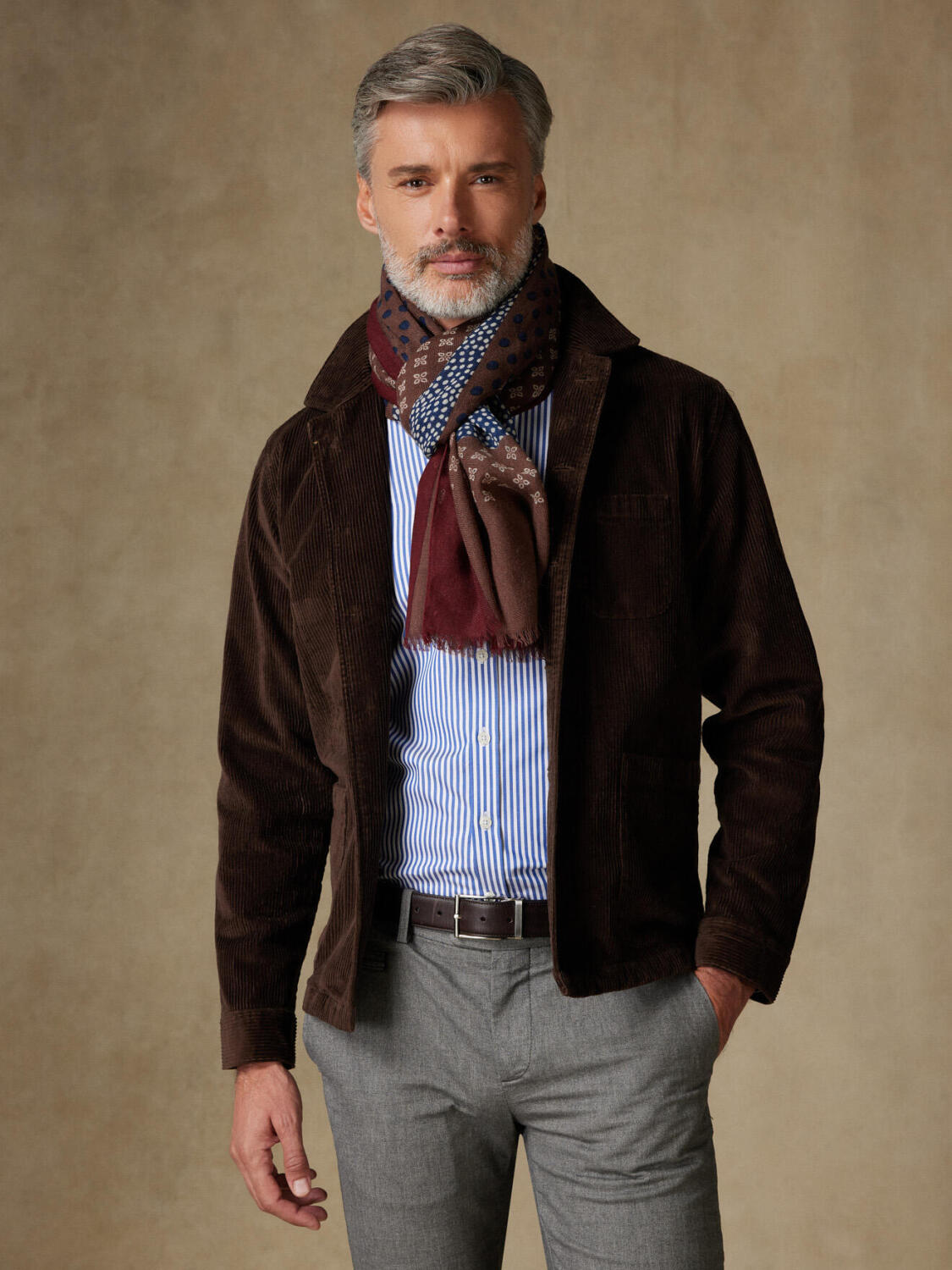 Écharpe Toscane noisette à motifs patchwork