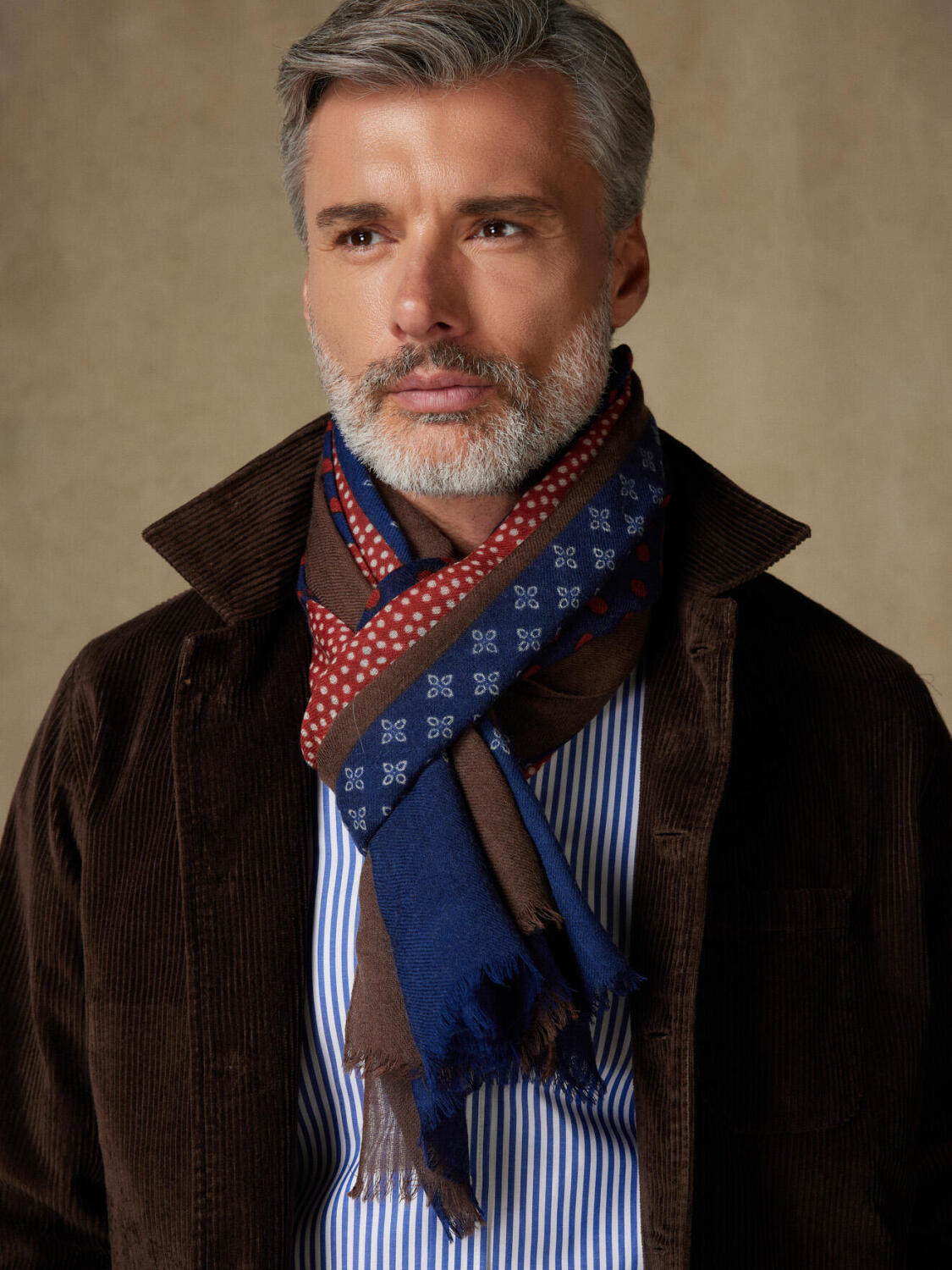 Écharpe Toscane marine à motifs patchwork