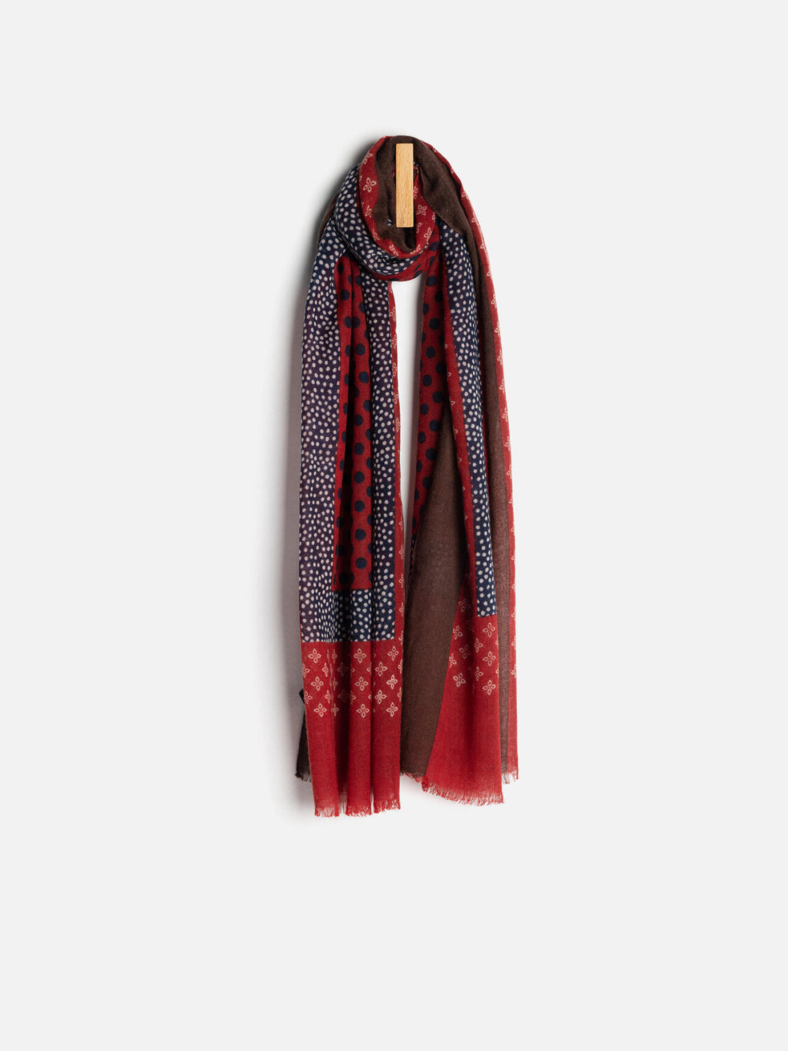 Écharpe Toscane carmin à motifs patchwork