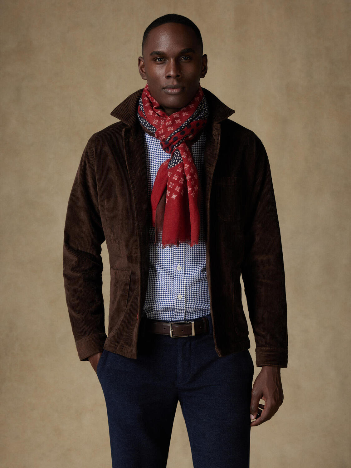 Écharpe Toscane carmin à motifs patchwork