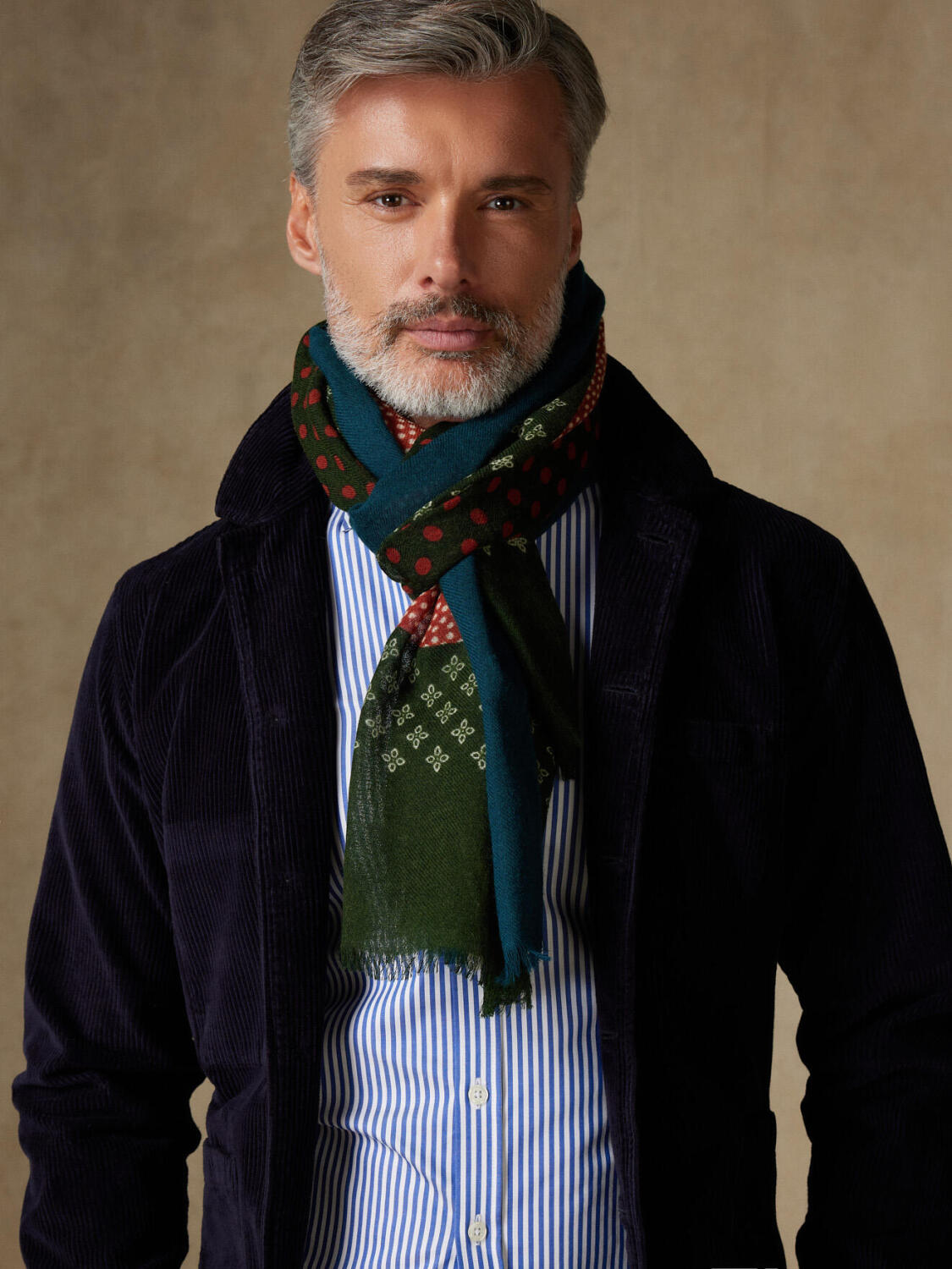 Sciarpa Toscane Khaki con motivo patchwork