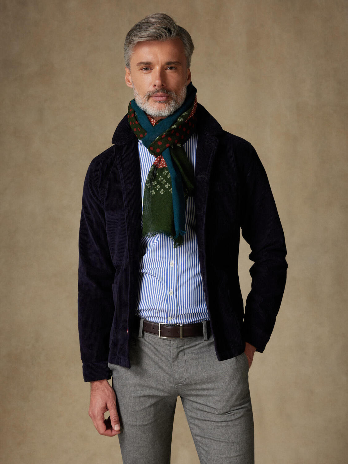 Sciarpa Toscane Khaki con motivo patchwork