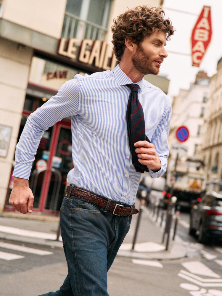 Chemise cintrée Lynn à rayures bleues