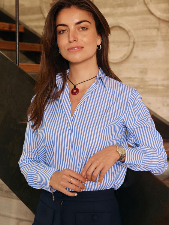 Chemise Albane à rayures bleues