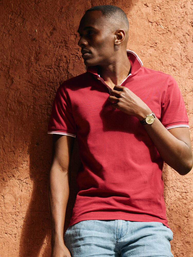 Polo Ray en piqué bordeaux